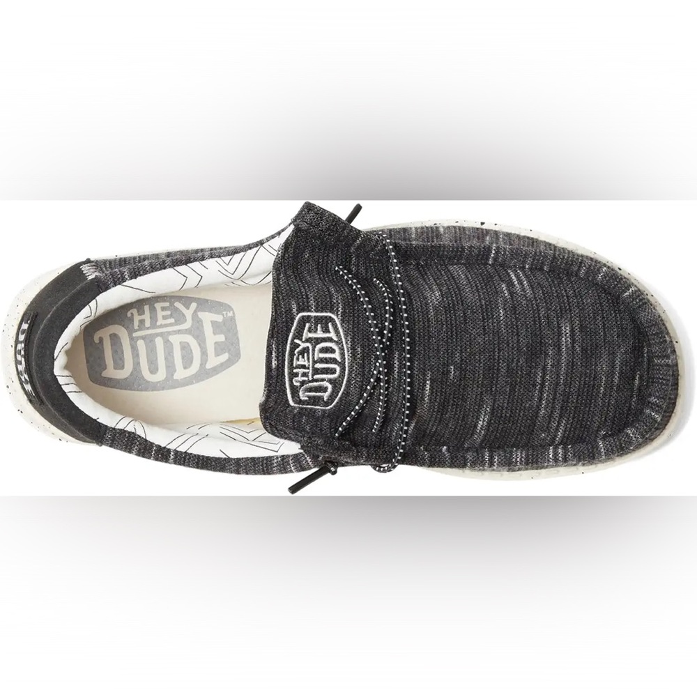 HEY DUDE WALLY KIDS STRETCH SLIP ON SHOES IN BLACK 4 Y 5 W - Picture 2 of 9